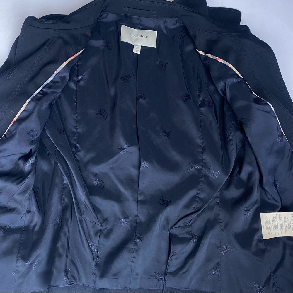 BURBERRY LONDON Black 100% Wool Collared Longsleeve Blazer Jacket Size US 6 - Picture 5 of 10